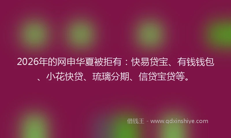 2026年的网申华夏被拒有：快易贷宝、有钱钱包、小花快贷、琉璃分期、信贷宝贷等。