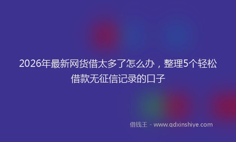 2026年最新网货借太多了怎么办，整理5个轻松借款无征信记录的口子