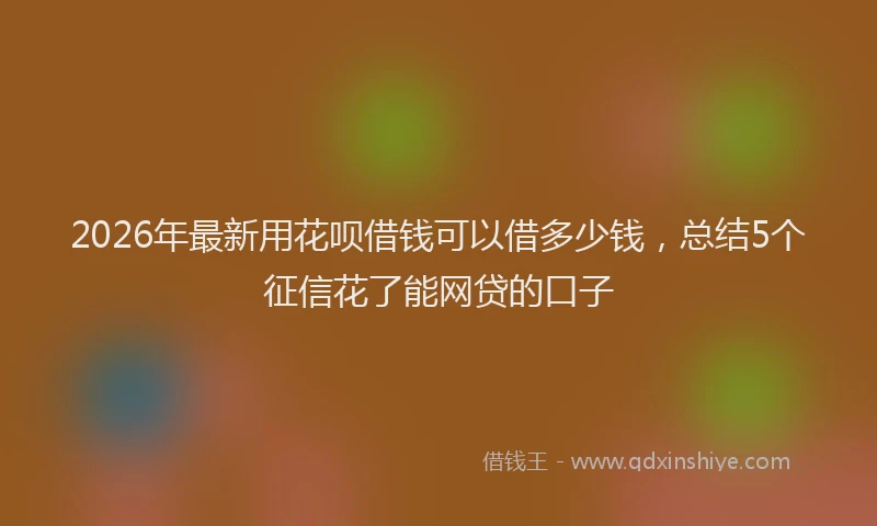2026年最新用花呗借钱可以借多少钱，总结5个征信花了能网贷的口子