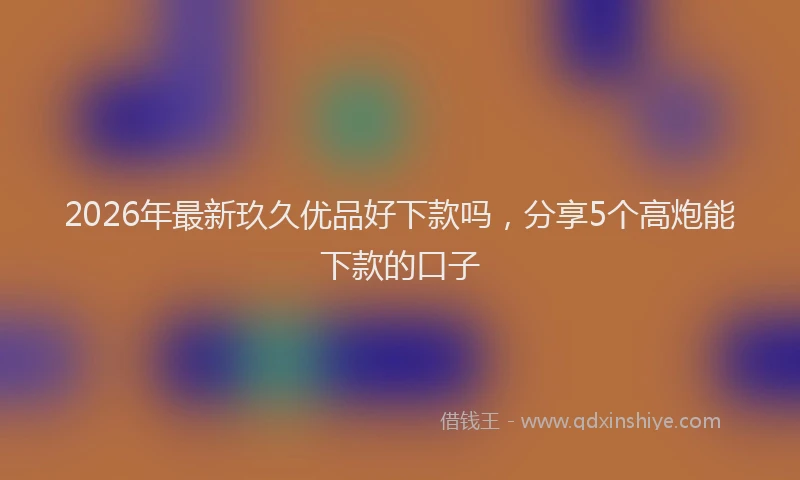 2026年最新玖久优品好下款吗，分享5个高炮能下款的口子