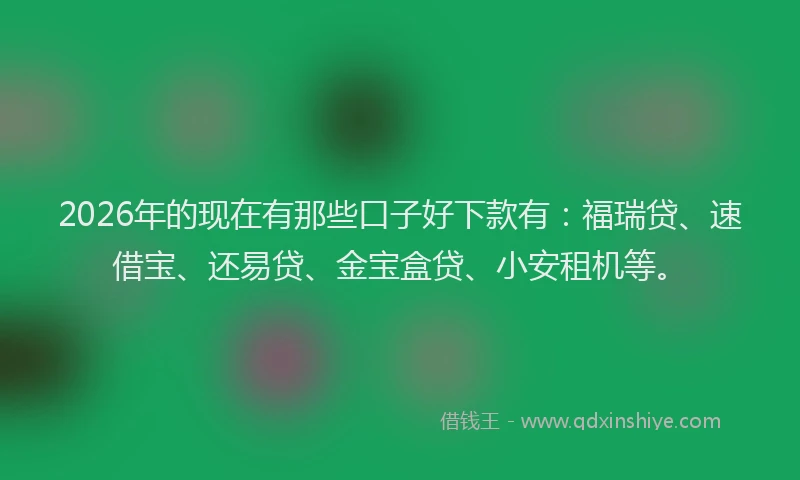 2026年的现在有那些口子好下款有：福瑞贷、速借宝、还易贷、金宝盒贷、小安租机等。