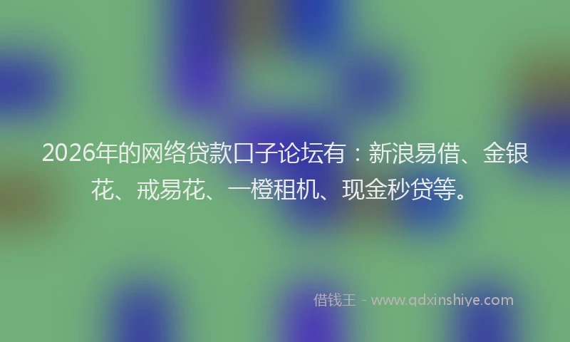 2026年的网络贷款口子论坛有：新浪易借、金银花、戒易花、一橙租机、现金秒贷等。