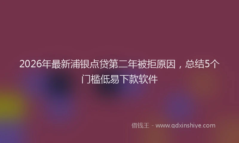2026年最新浦银点贷第二年被拒原因，总结5个门槛低易下款软件