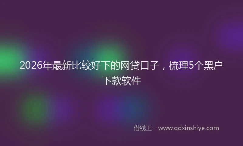 2026年最新比较好下的网贷口子，梳理5个黑户下款软件