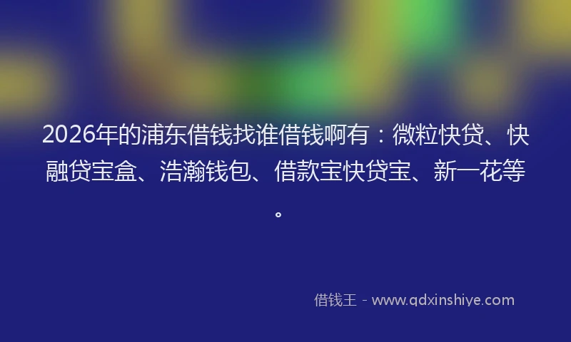 2026年的浦东借钱找谁借钱啊有：微粒快贷、快融贷宝盒、浩瀚钱包、借款宝快贷宝、新一花等。