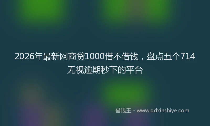 2026年最新网商贷1000借不借钱，盘点五个714无视逾期秒下的平台