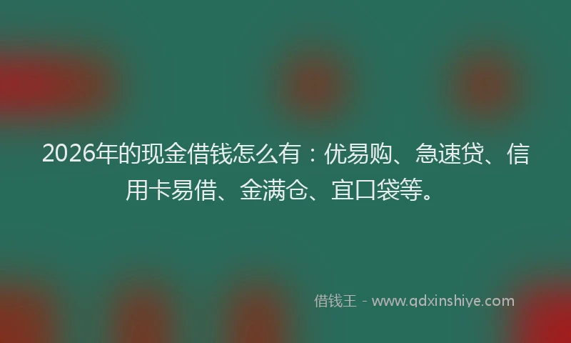 2026年的现金借钱怎么有：优易购、急速贷、信用卡易借、金满仓、宜口袋等。