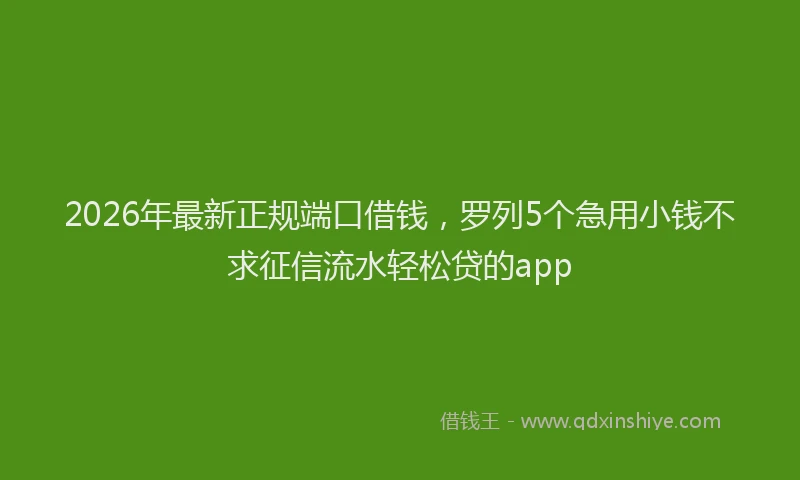 2026年最新正规端口借钱，罗列5个急用小钱不求征信流水轻松贷的app