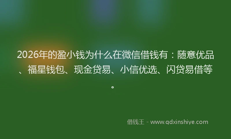 2026年的盈小钱为什么在微信借钱有：随意优品、福星钱包、现金贷易、小信优选、闪贷易借等。
