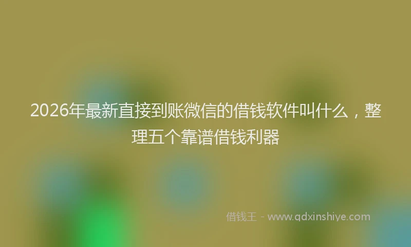 2026年最新直接到账微信的借钱软件叫什么，整理五个靠谱借钱利器