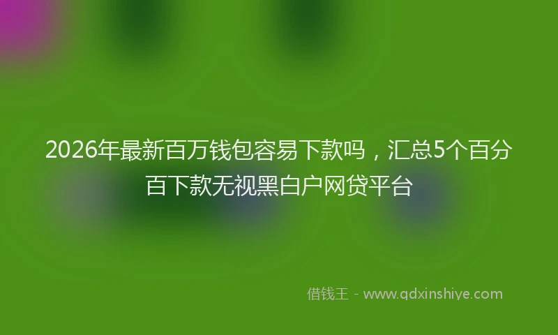 2026年最新百万钱包容易下款吗，汇总5个百分百下款无视黑白户网贷平台