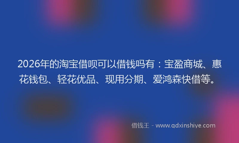 2026年的淘宝借呗可以借钱吗有：宝盈商城、惠花钱包、轻花优品、现用分期、爱鸿森快借等。