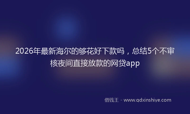 2026年最新海尔的够花好下款吗，总结5个不审核夜间直接放款的网贷app