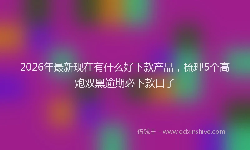 2026年最新现在有什么好下款产品，梳理5个高炮双黑逾期必下款口子