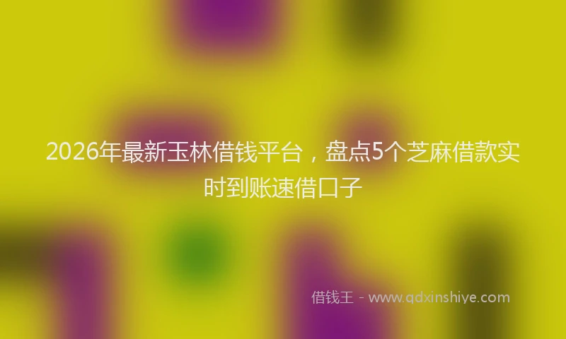 2026年最新玉林借钱平台，盘点5个芝麻借款实时到账速借口子