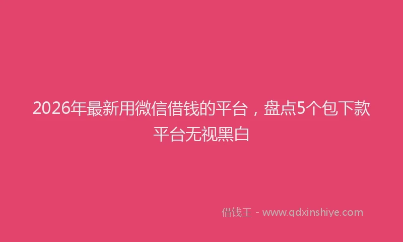 2026年最新用微信借钱的平台，盘点5个包下款平台无视黑白