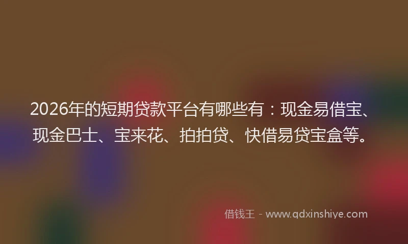 2026年的短期贷款平台有哪些有：现金易借宝、现金巴士、宝来花、拍拍贷、快借易贷宝盒等。