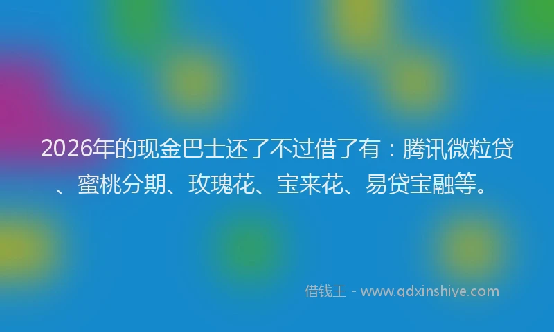 2026年的现金巴士还了不过借了有：腾讯微粒贷、蜜桃分期、玫瑰花、宝来花、易贷宝融等。