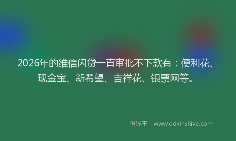 2026年的维信闪贷一直审批不下款有：便利花、现金宝、新希望、吉祥花、银票网等。
