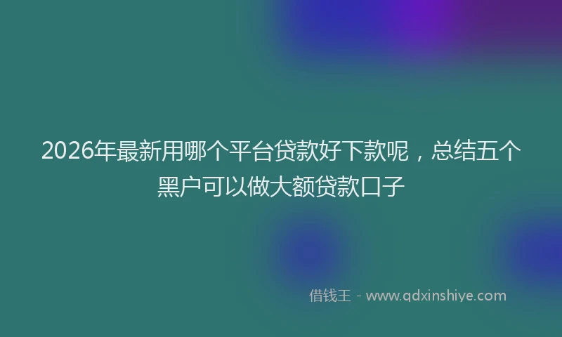 2026年最新用哪个平台贷款好下款呢，总结五个黑户可以做大额贷款口子