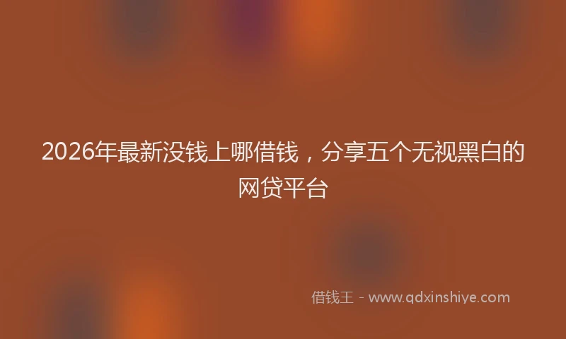 2026年最新没钱上哪借钱，分享五个无视黑白的网贷平台