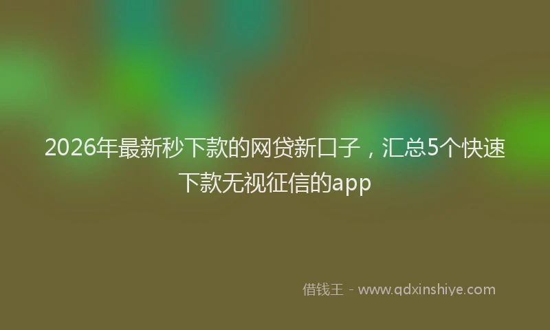2026年最新秒下款的网贷新口子，汇总5个快速下款无视征信的app