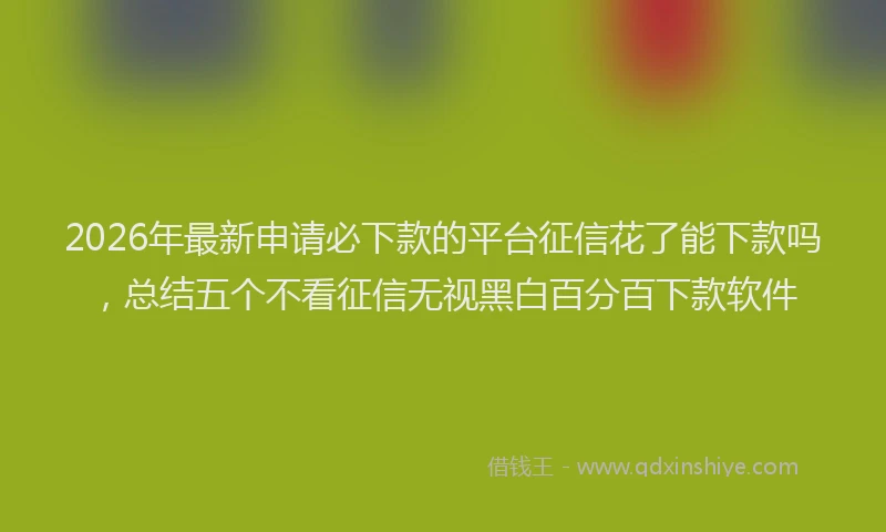 2026年最新申请必下款的平台征信花了能下款吗，总结五个不看征信无视黑白百分百下款软件