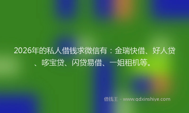 2026年的私人借钱求微信有：金瑞快借、好人贷、哆宝贷、闪贷易借、一姐租机等。