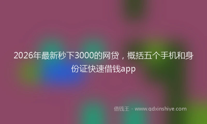 2026年最新秒下3000的网贷，概括五个手机和身份证快速借钱app