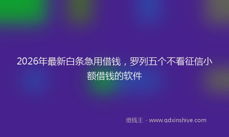 2026年最新白条急用借钱，罗列五个不看征信小额借钱的软件