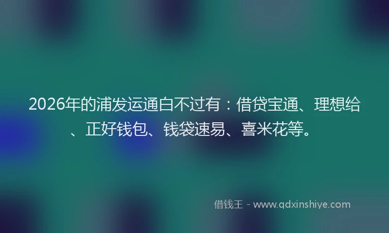 2026年的浦发运通白不过有：借贷宝通、理想给、正好钱包、钱袋速易、喜米花等。
