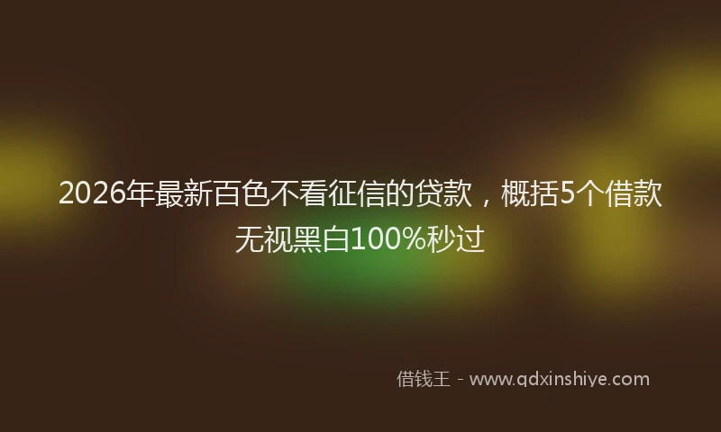 2026年最新百色不看征信的贷款，概括5个借款无视黑白100%秒过