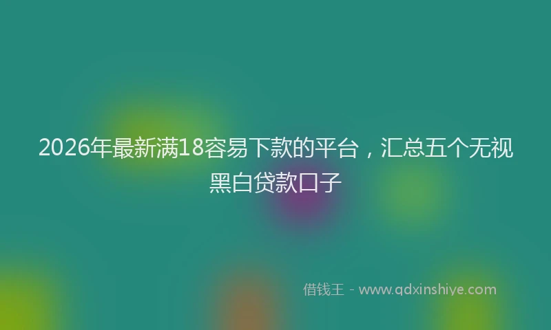 2026年最新满18容易下款的平台，汇总五个无视黑白贷款口子
