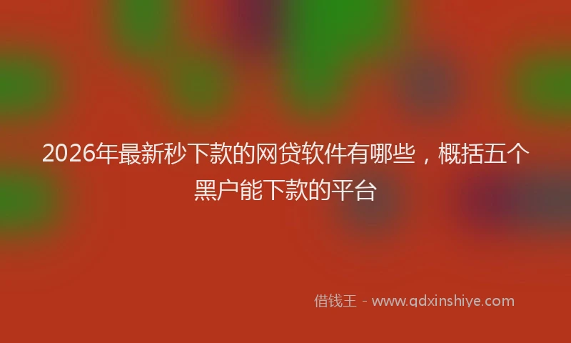 2026年最新秒下款的网贷软件有哪些，概括五个黑户能下款的平台