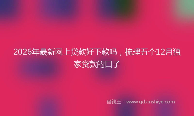 2026年最新网上贷款好下款吗，梳理五个12月独家贷款的口子