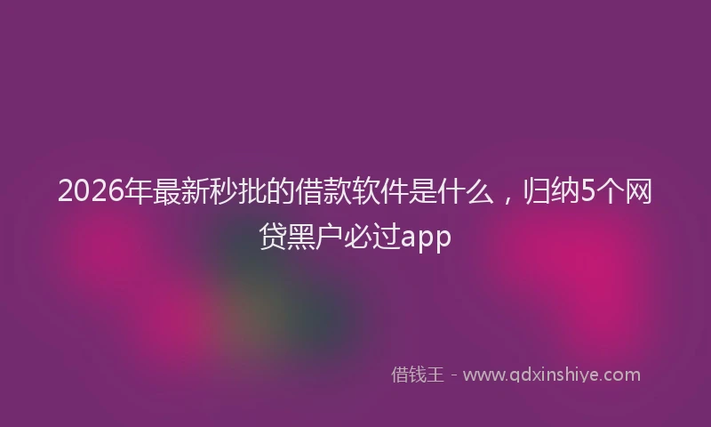 2026年最新秒批的借款软件是什么，归纳5个网贷黑户必过app