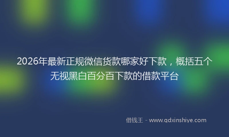 2026年最新正规微信货款哪家好下款，概括五个无视黑白百分百下款的借款平台