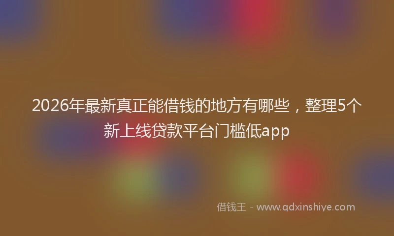 2026年最新真正能借钱的地方有哪些，整理5个新上线贷款平台门槛低app