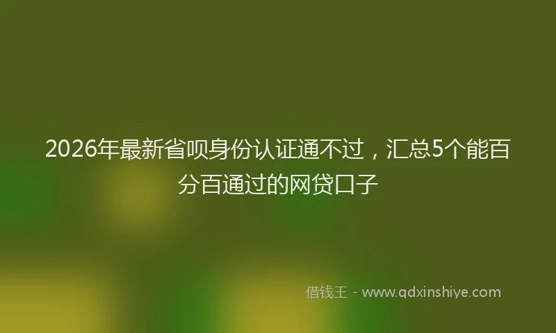 2026年最新省呗身份认证通不过，汇总5个能百分百通过的网贷口子