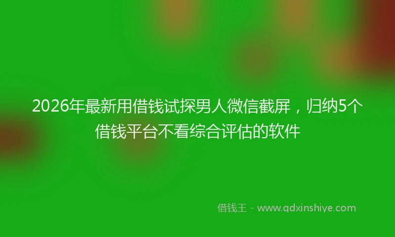 2026年最新用借钱试探男人微信截屏，归纳5个借钱平台不看综合评估的软件