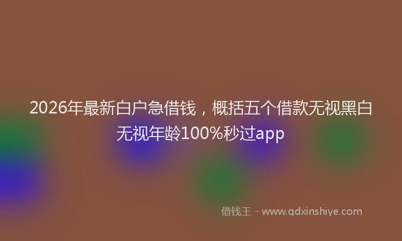 2026年最新白户急借钱，概括五个借款无视黑白无视年龄100%秒过app
