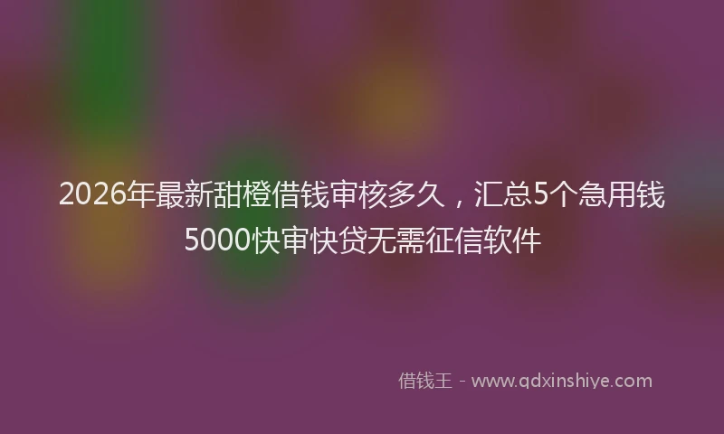 2026年最新甜橙借钱审核多久，汇总5个急用钱5000快审快贷无需征信软件