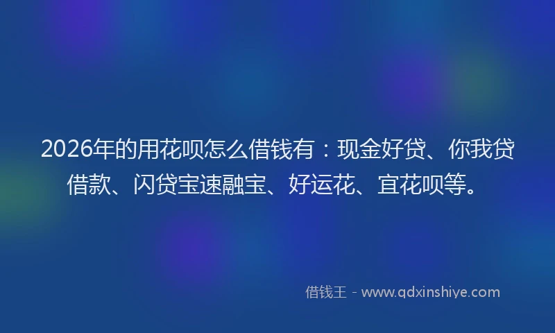 2026年的用花呗怎么借钱有：现金好贷、你我贷借款、闪贷宝速融宝、好运花、宜花呗等。
