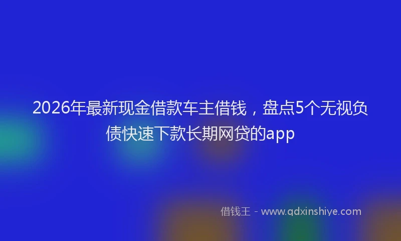 2026年最新现金借款车主借钱，盘点5个无视负债快速下款长期网贷的app