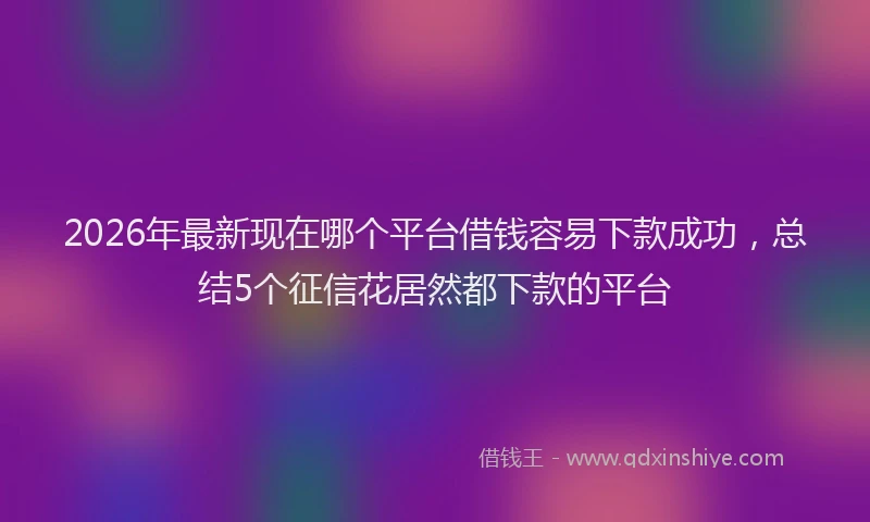 2026年最新现在哪个平台借钱容易下款成功，总结5个征信花居然都下款的平台