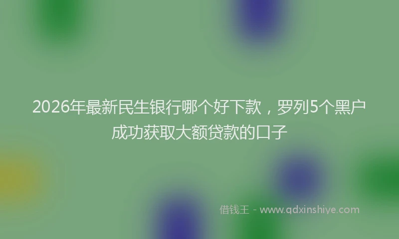 2026年最新民生银行哪个好下款，罗列5个黑户成功获取大额贷款的口子