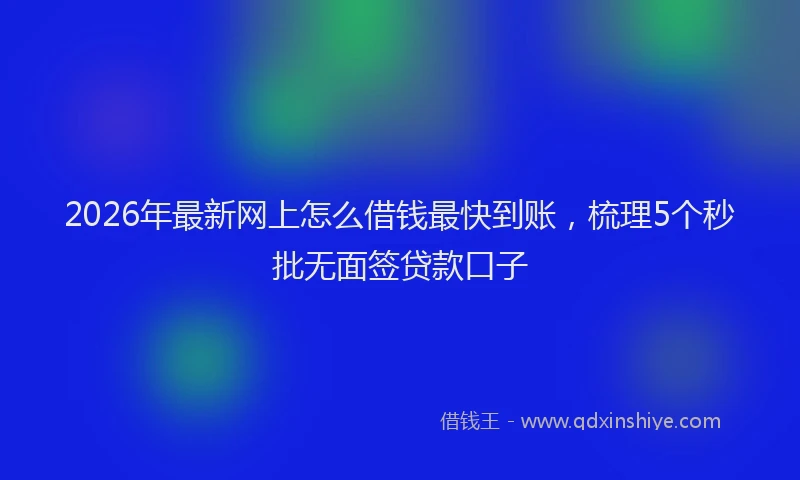 2026年最新网上怎么借钱最快到账，梳理5个秒批无面签贷款口子