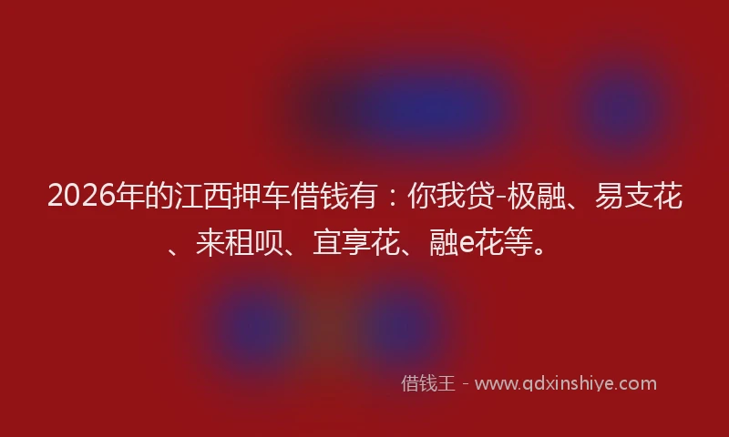 2026年的江西押车借钱有：你我贷-极融、易支花、来租呗、宜享花、融e花等。