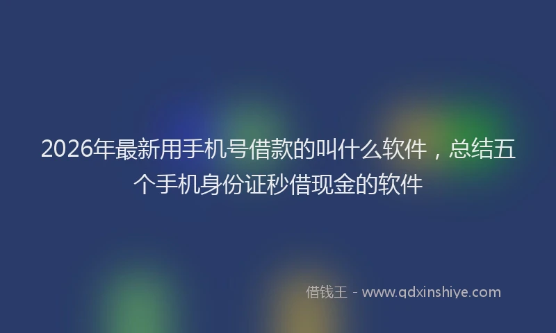 2026年最新用手机号借款的叫什么软件，总结五个手机身份证秒借现金的软件