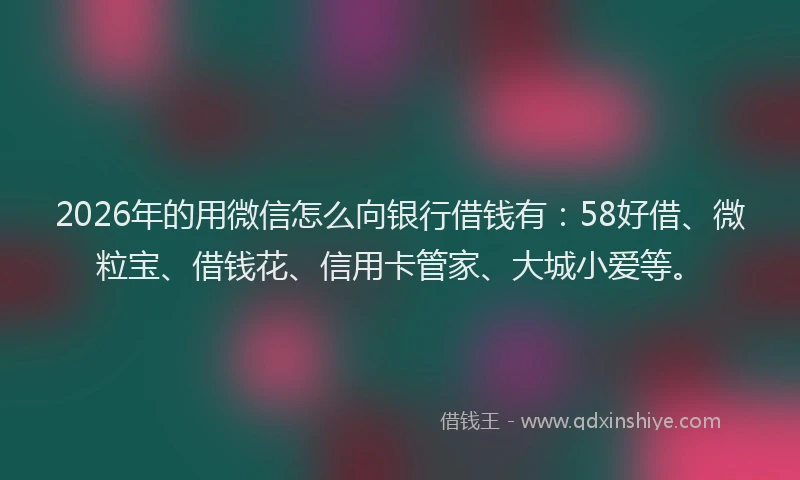 2026年的用微信怎么向银行借钱有：58好借、微粒宝、借钱花、信用卡管家、大城小爱等。